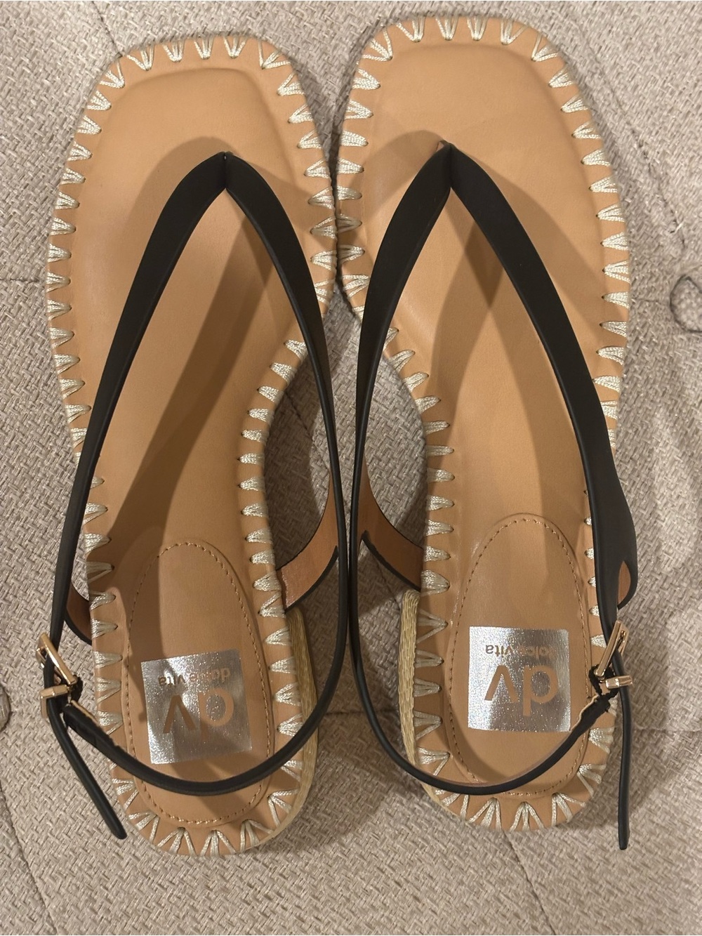 DV Black and Tan Leather Slingback Sandals